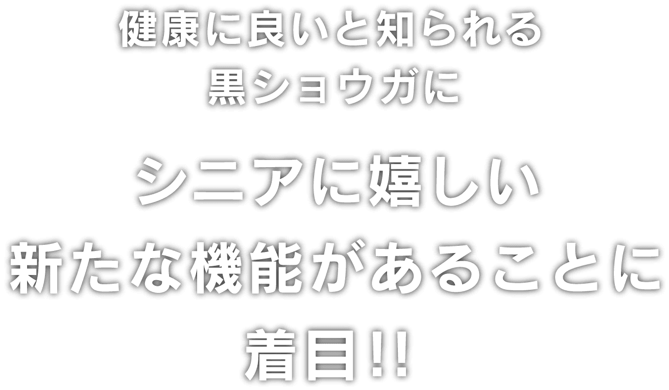 健康に良いと知られる黒ショウガにシニアに嬉しい新たな機能があることに着目!!